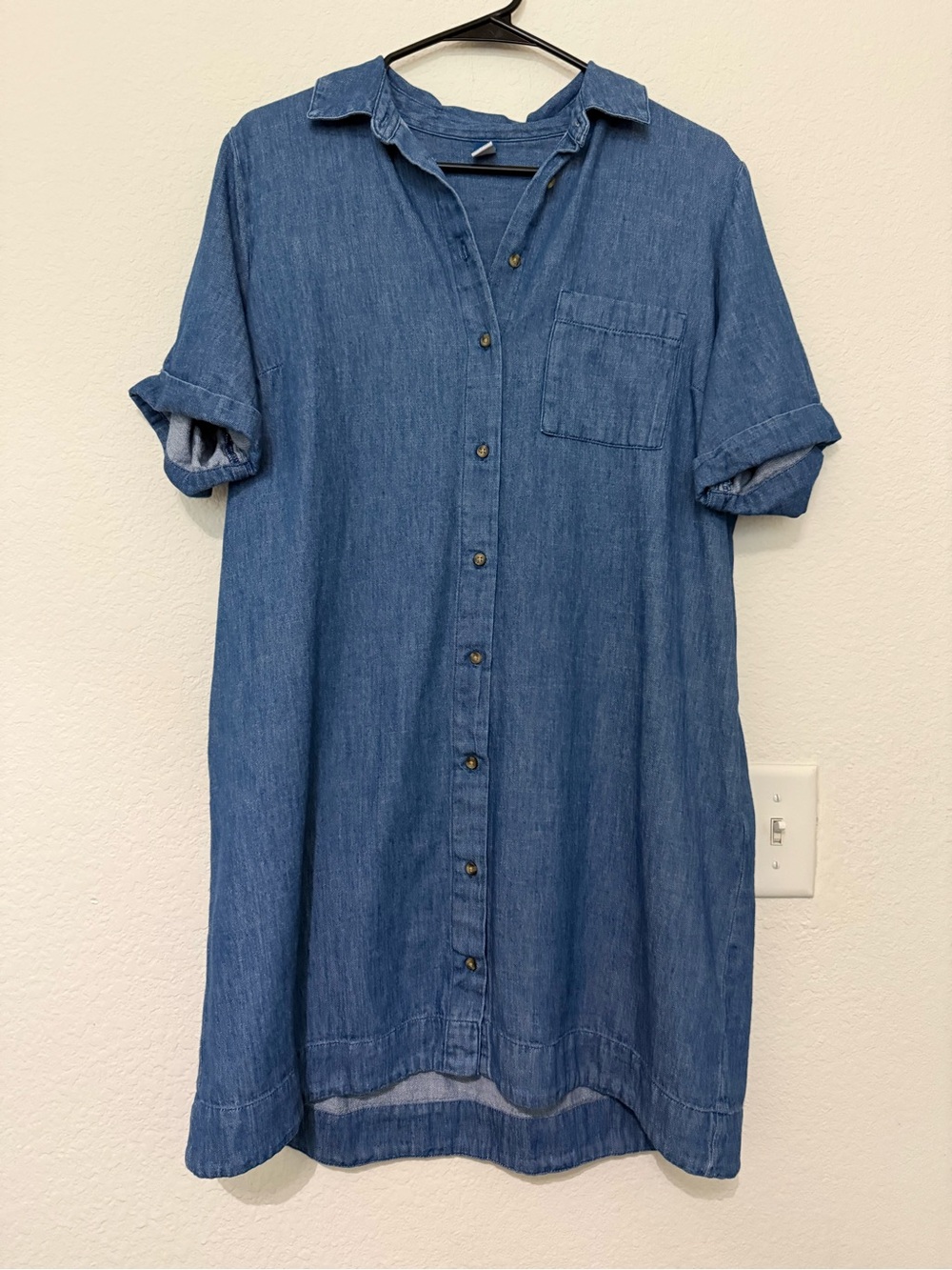 Old Navy Blue Chambray Button-Front Short Sleeve Mini Dress